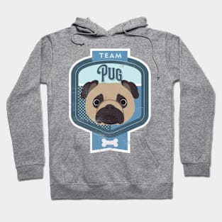 Team Pug - Distressed Pug Beer Label Design Hoodie